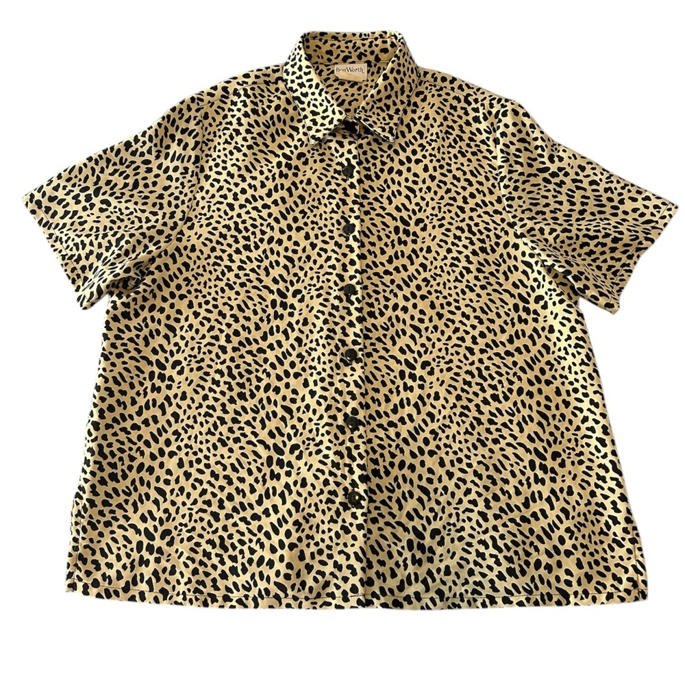 Tan and Black Bon Worth Button Up Blouse PM